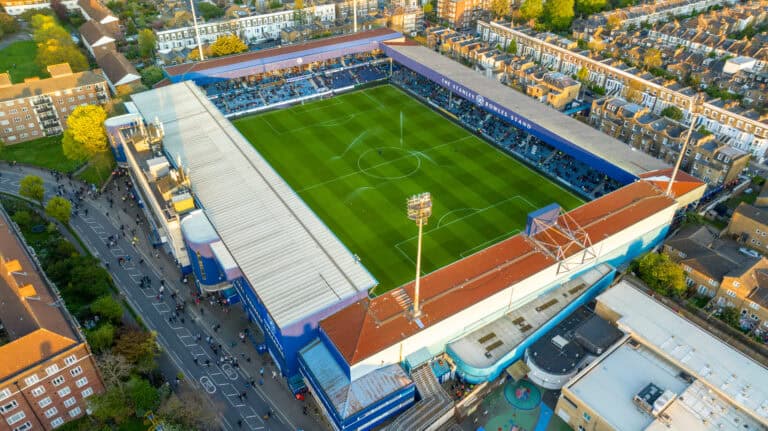 Aerial Drone Footage of London football team Millwalls stadium captured by DAV Media