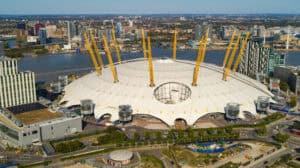 Drone image of the 02 Arena in London, taken by DAV Media